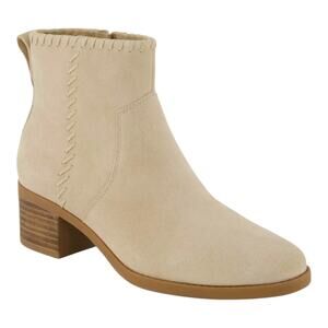 TOMS Women's Evelyn Suede Stacked Block Heel Booties Beige Size 9 M